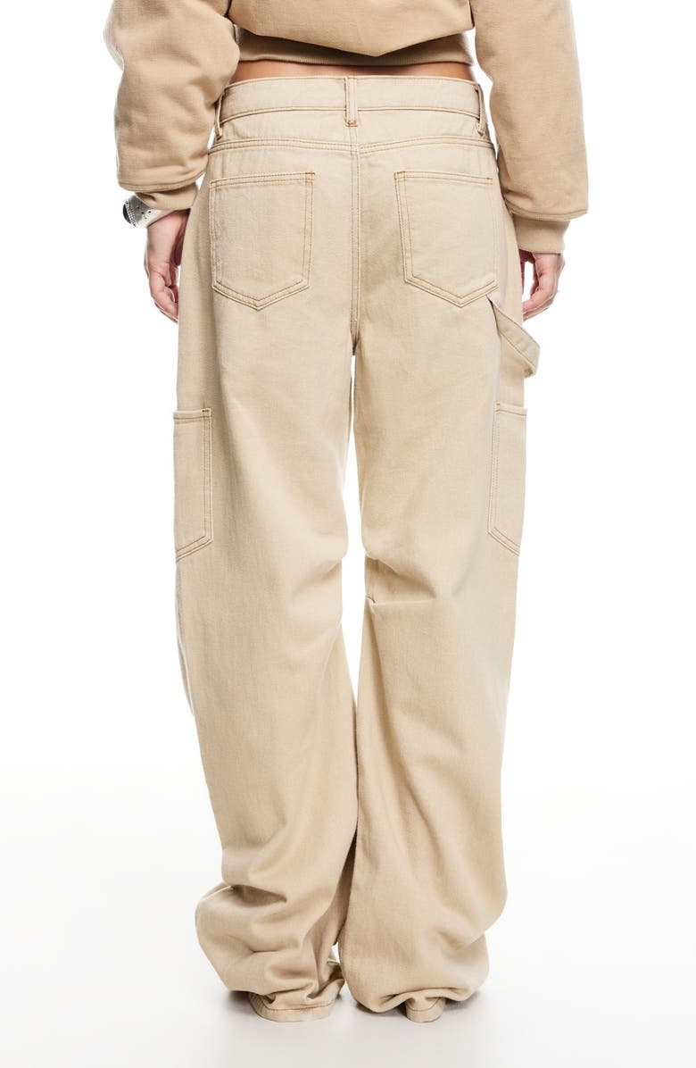 LIONESS Miami Vice Low Rise Carpenter Jeans, Alternate, color, Washed Ecru