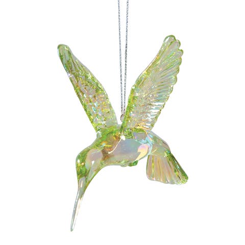 Sparkling Green Hummingbird Christmas Ornament