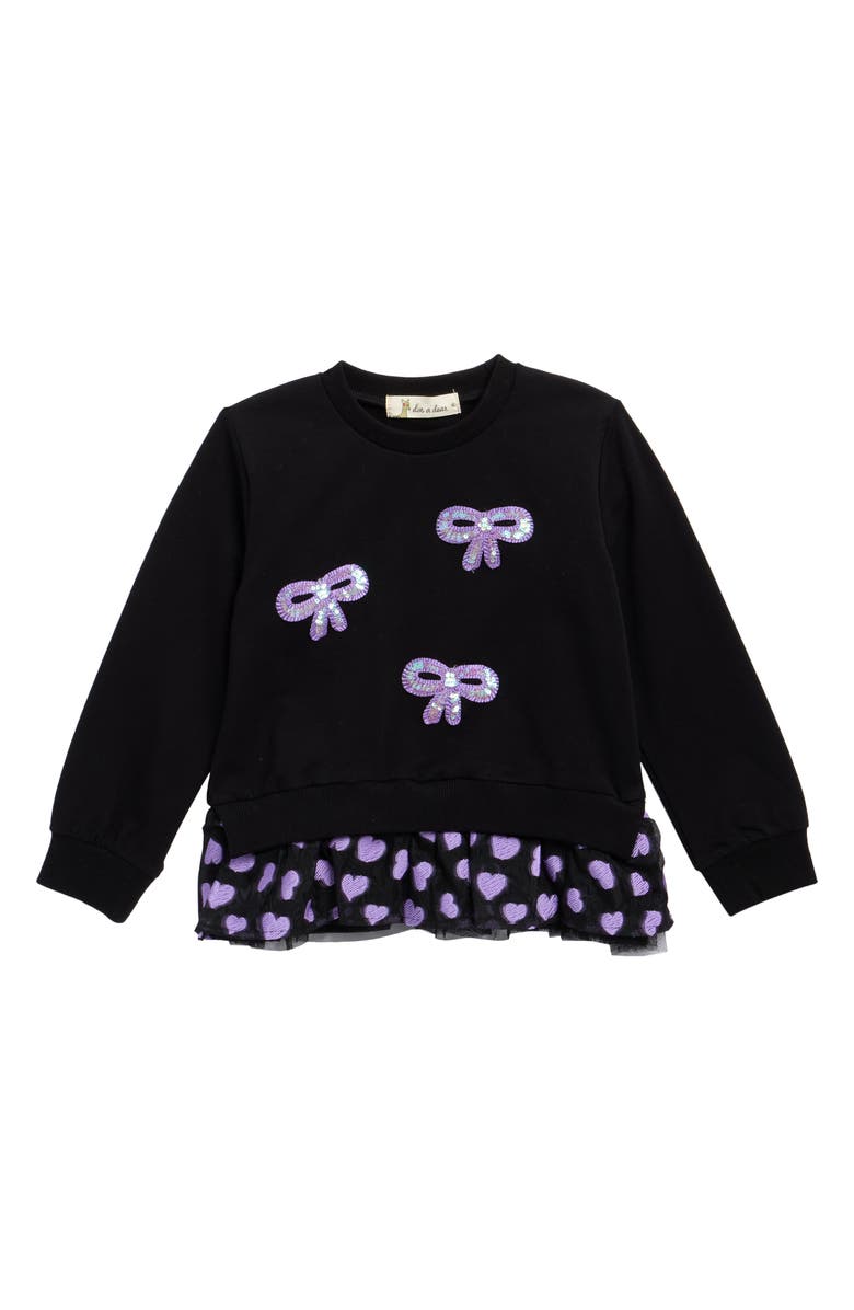 Doe A Dear Kids' Sequin Bow Sweatshirt, Main, color, Black