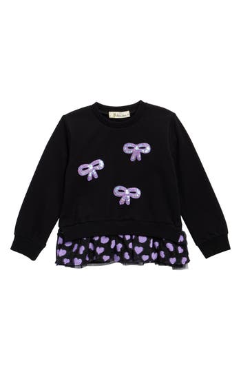 Doe A Dear Kids' Sequin Bow Sweatshirt In Black