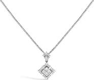 Haus of Brilliance 10K White Gold Princess Cut Diamond Geometric Pendant Necklace