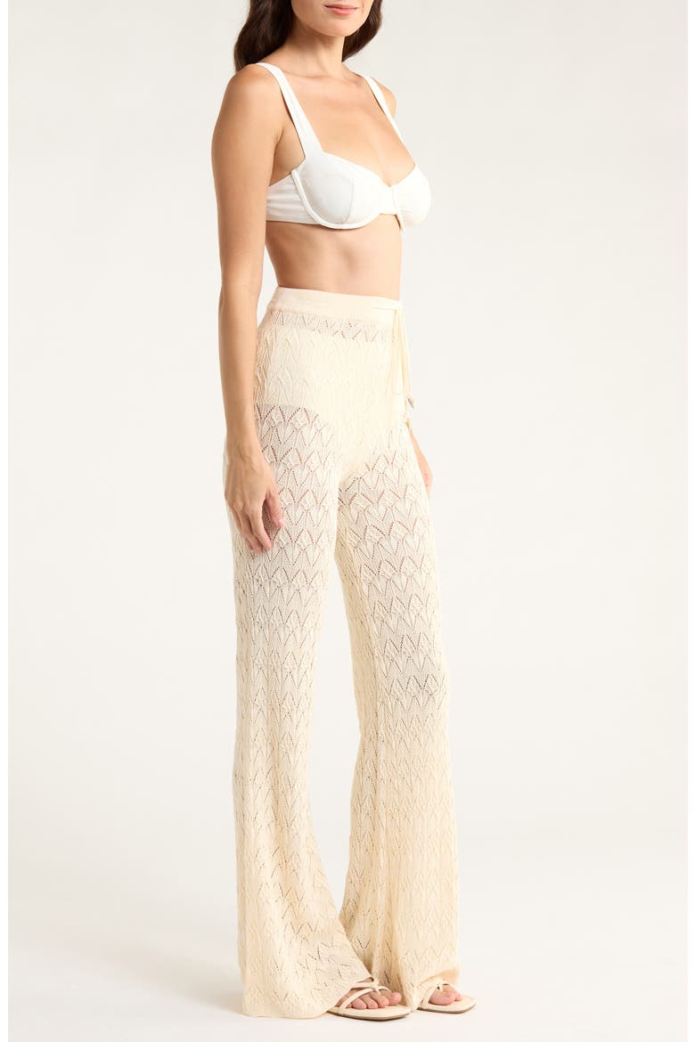 Pointelle Cover-Up Sweater Pants, Alternate, color, NATURAL