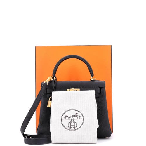 Pre-owned Hermes  Hermes Kelly Handbag Black Togo With Gold Hardware 25 In Black