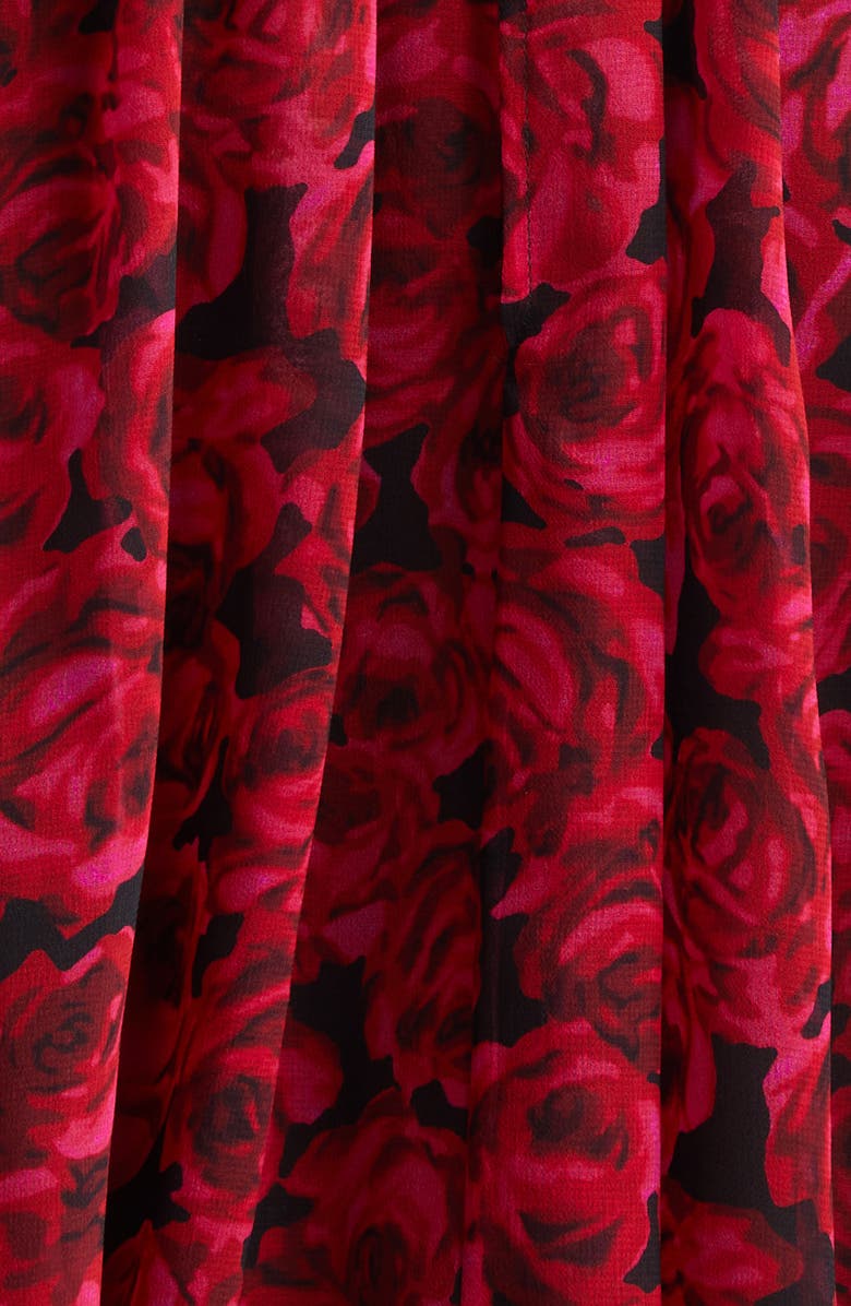 Carolina Herrera Floral Mock Neck Gathered Top, Alternate, color, Herrera Red Mul