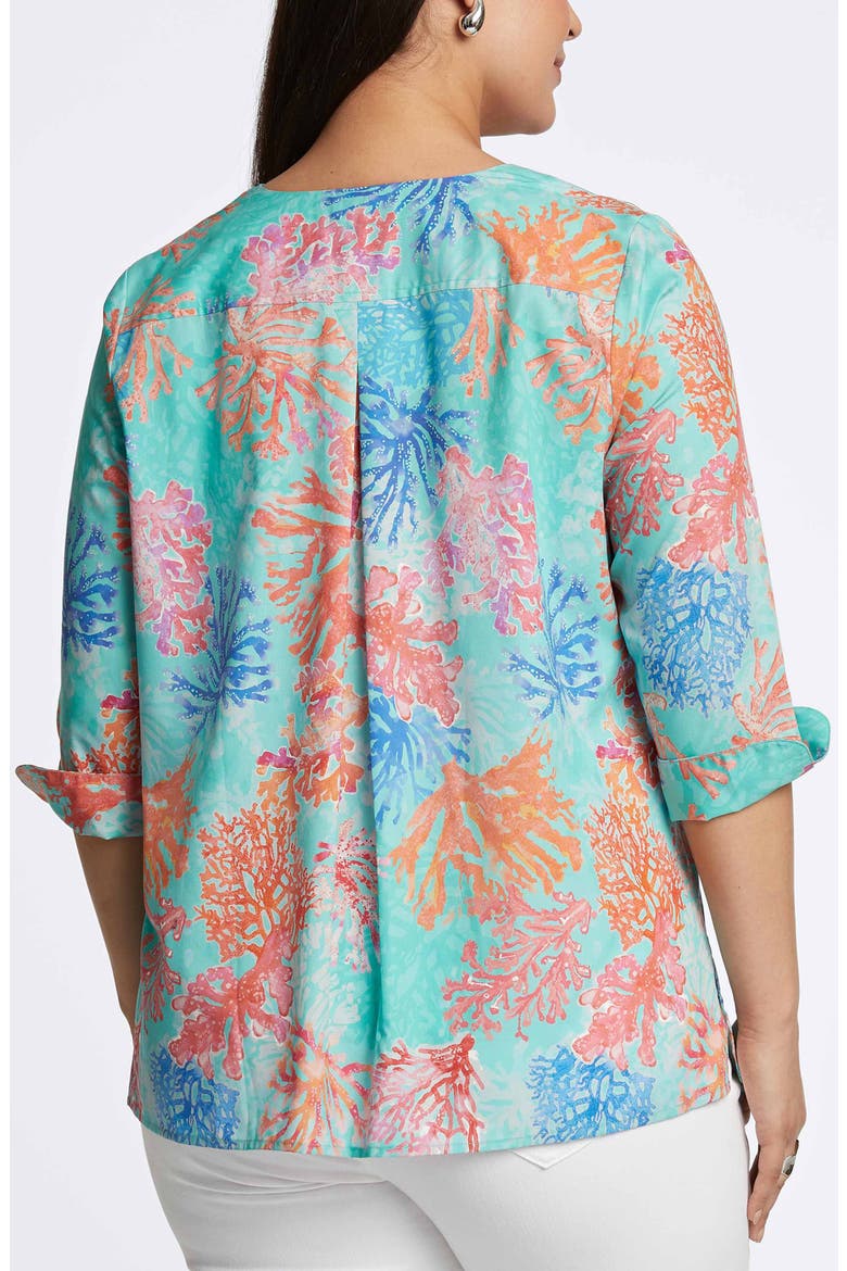 Vena Coral Print Cotton Tunic Shirt, Alternate, color, BLUE MULTI