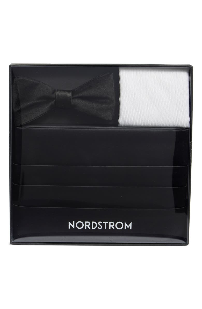 Nordstrom Formal Silk Cummerbund & Pre-Tied Bow Tie Set, Alternate, color, Black