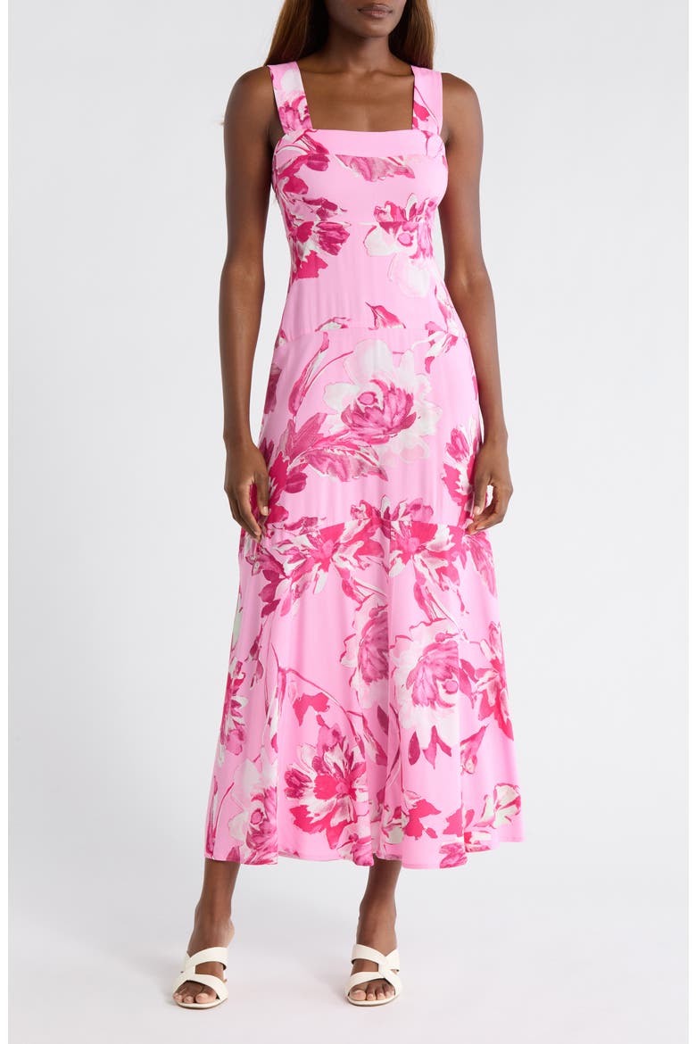Floral Tiered Maxi Dress, Main, color, RASPBERRY SORBET