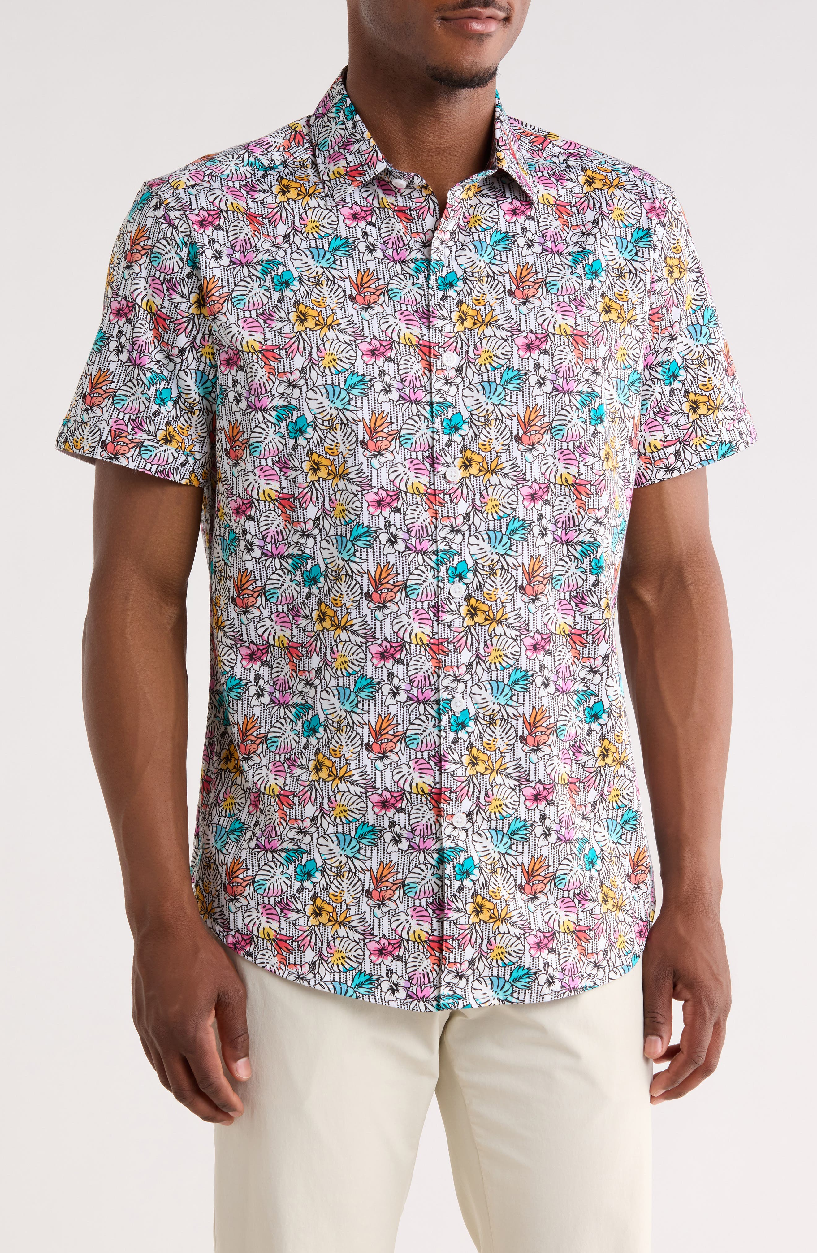 Robert Graham Benloch Short Sleeve Cotton Button-Up Shirt