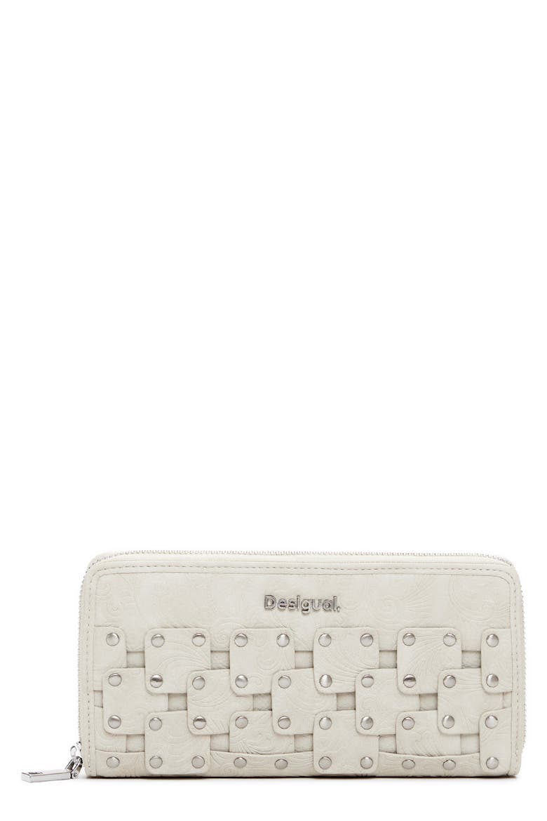 Embossed Faux Leather Long Wallet, Main, color, LIGHT GRAY