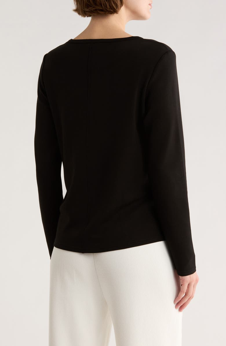 NYDJ Sand Washed Long Sleeve Scuba T-Shirt, Alternate, color, Black