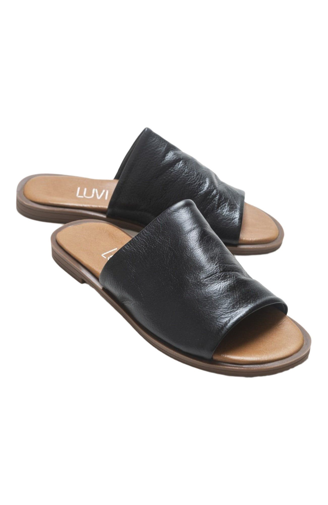 Forever & Always Shoes Clau Leather Sandal, Main, color, Black Leather