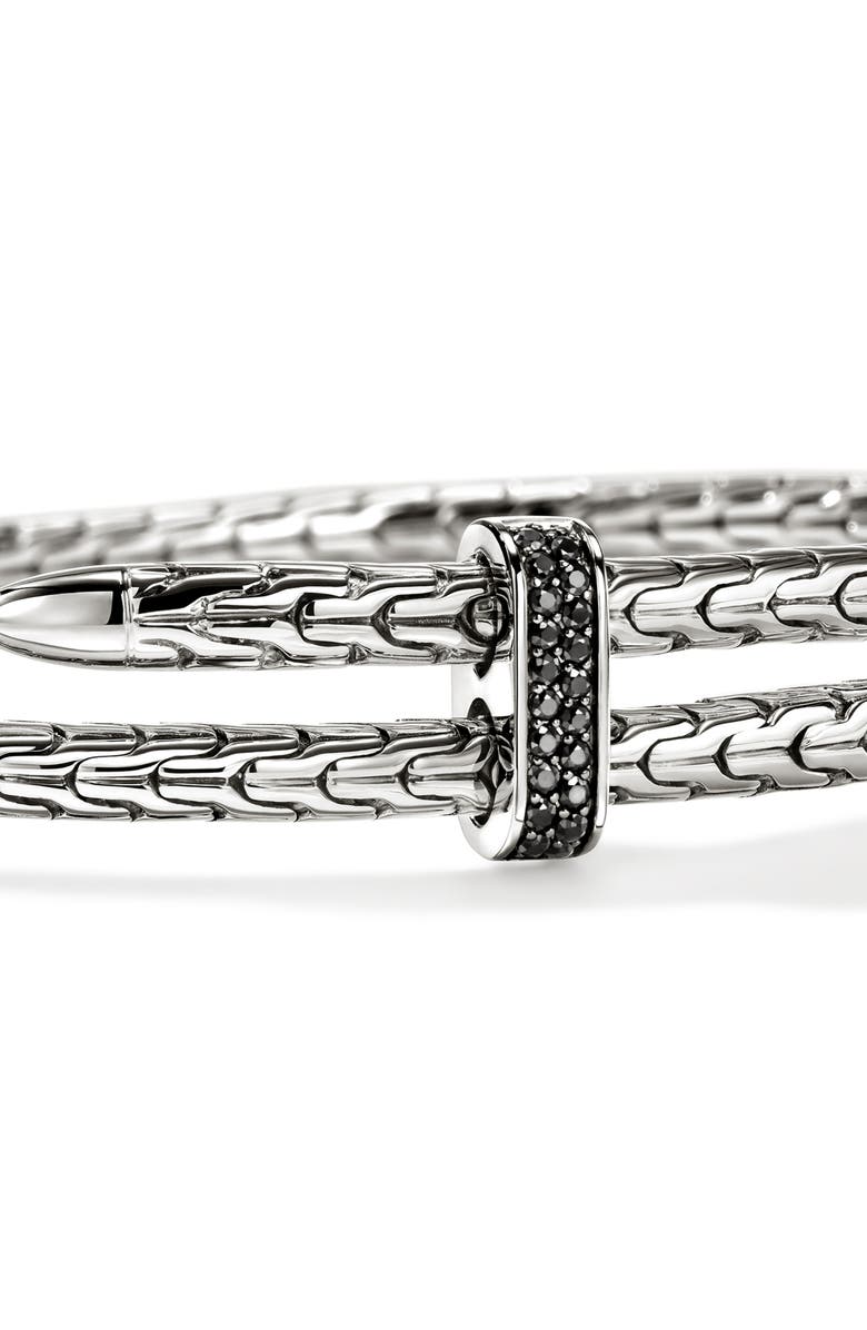 John Hardy Spear Flex Cuff, Sterling Silver, Pavé, Alternate, color, Silver