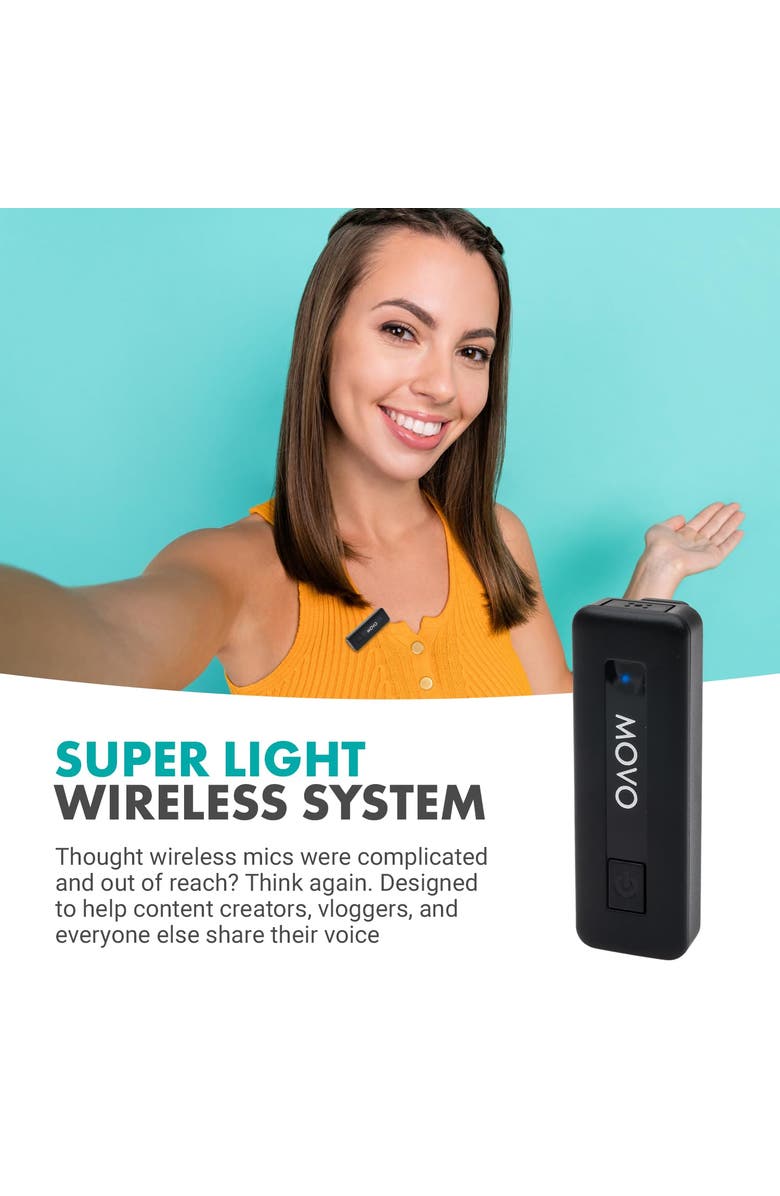 MOVO Wireless Mini USB-C Wireless Microphone for iPhone 15 and up, Alternate, color, Black