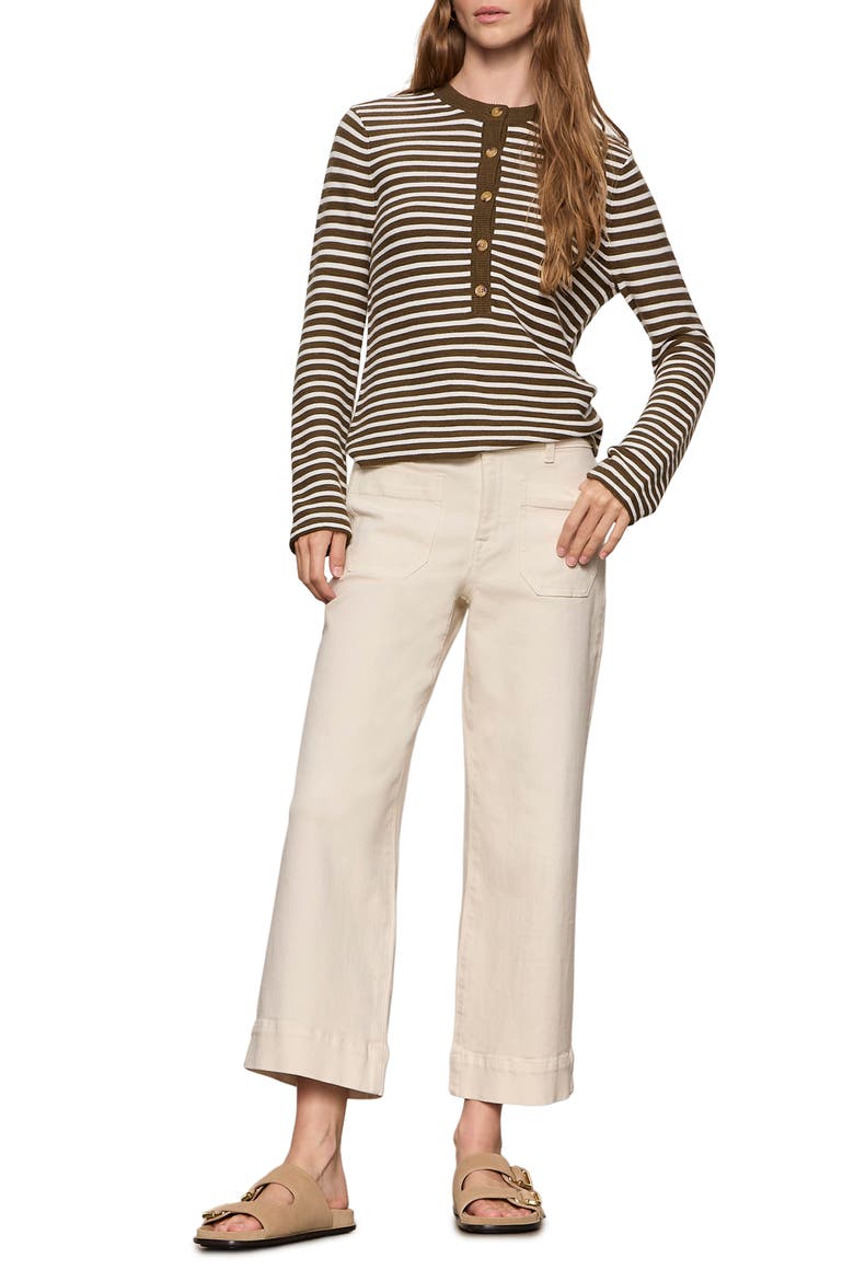 Everyday Henley Sweater, Alternate, color, FORAGE GREEN/ CHALK STRIPE