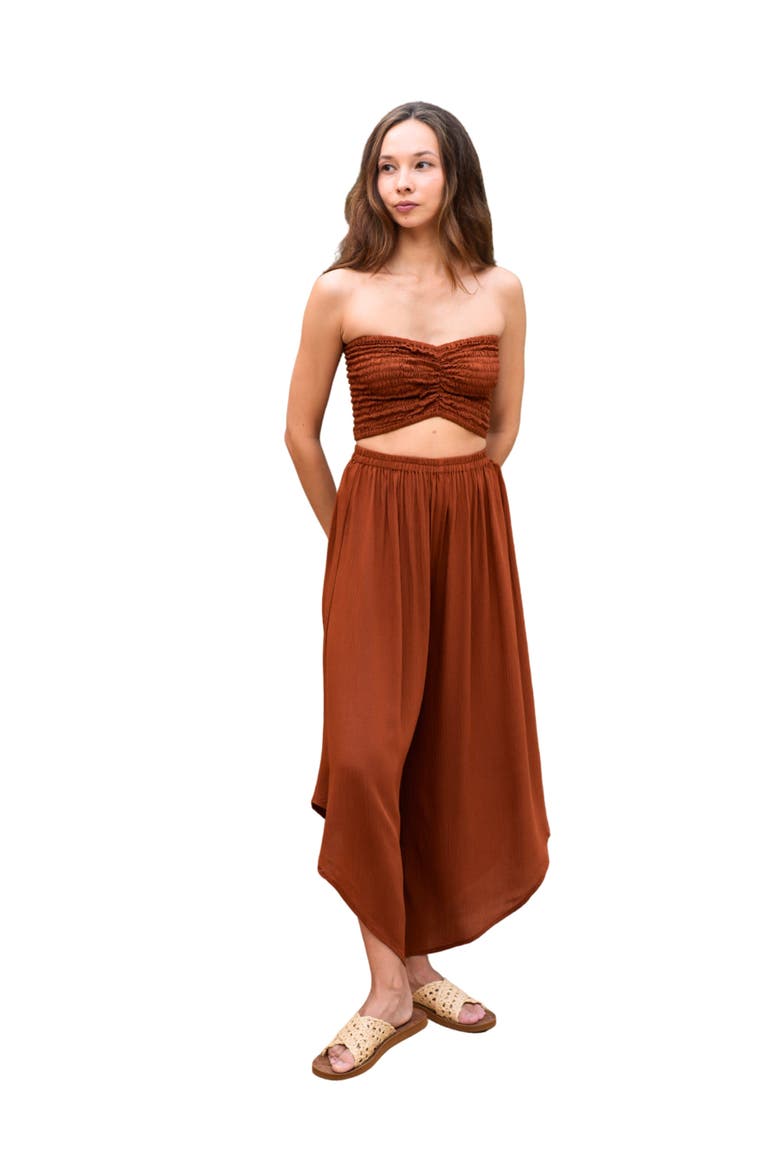 Winona Smocked Tube Top & Asymmetrical Pants Set, Main, color, Orange