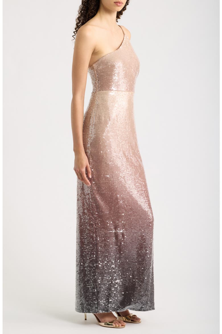 Mirage One-Shoulder Sequin Gown, Alternate, color, BROWN MULTI