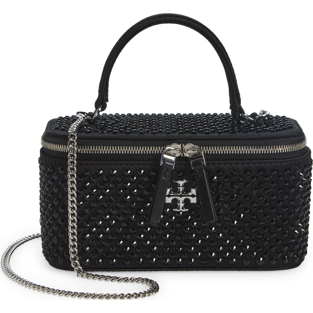 Tory Burch Kira Crystal Embellished Satin Vanity Case