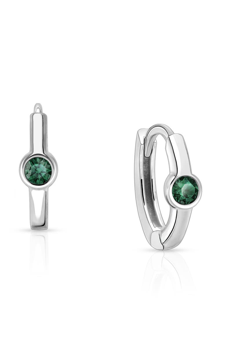 Tiny Blessings Sterling Silver 9mm Birthstone Huggie Hoops Earrings, Main, color, May