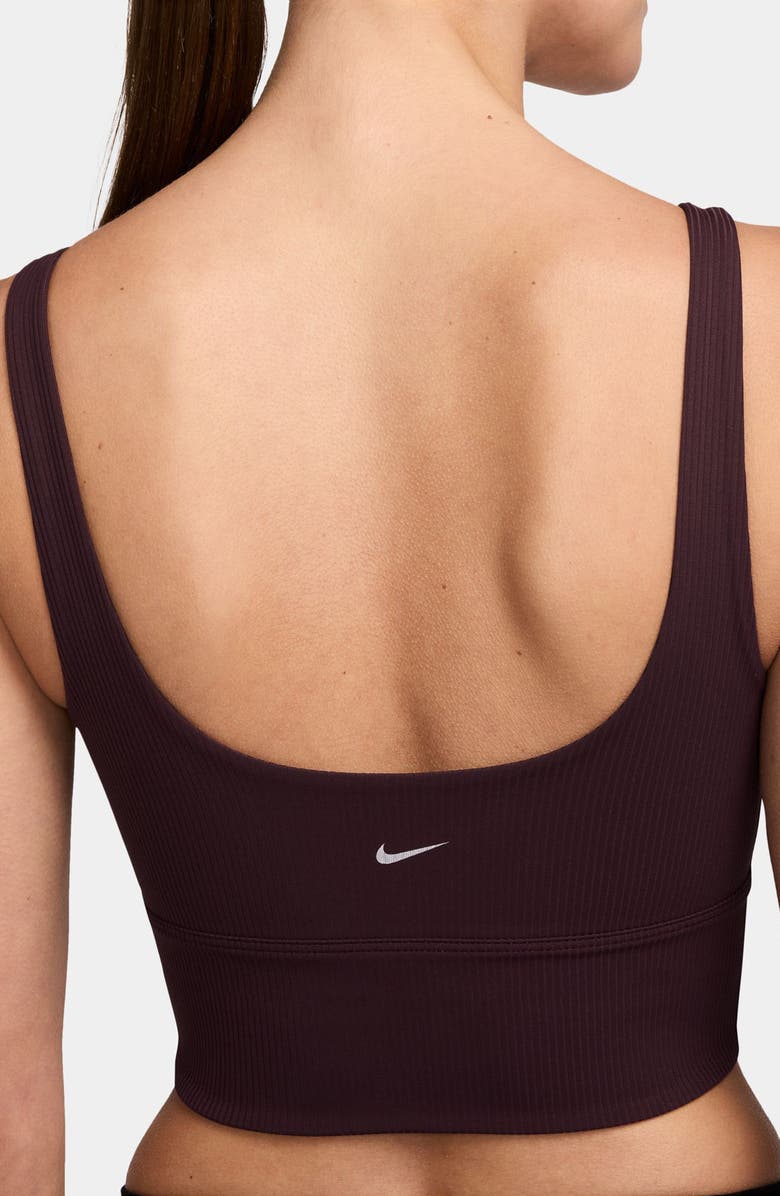 Nike Zenvy Rib Dri-FIT Longline Sports Bra, Alternate, color, Burgundy Crush/ White