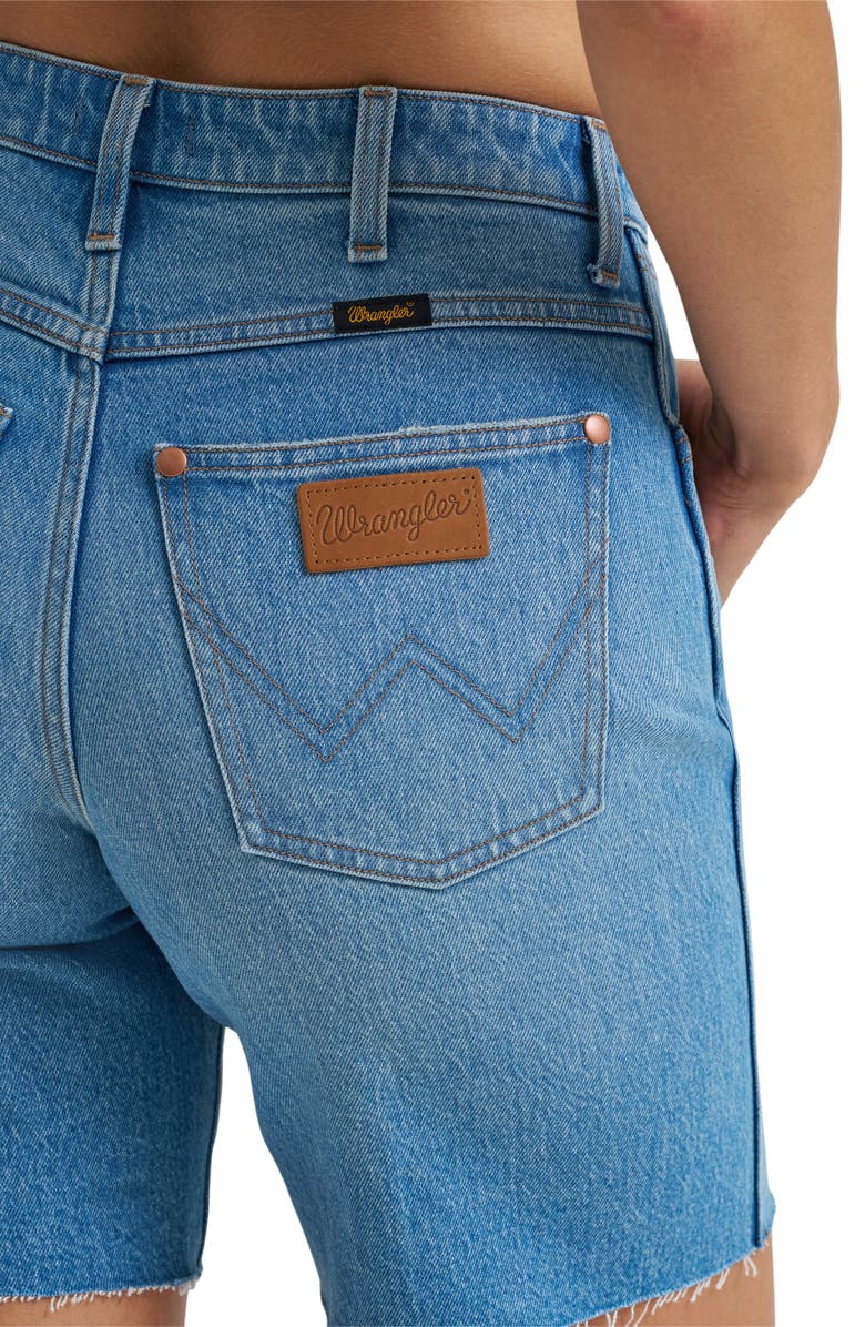 Wrangler Cowboy Cutoff Denim Longline Shorts, Alternate, color, 