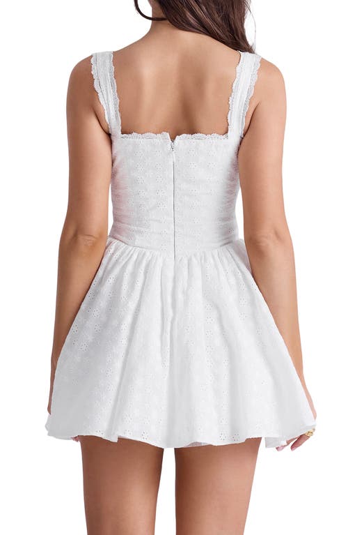 Shop House Of Cb Brigitte Embroidered Lace Fit & Flare Dress In White