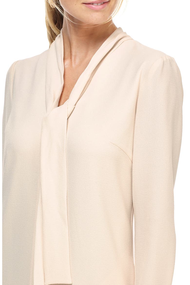 Ines Tie Neck Long Sleeve Shift Dress, Alternate, color, CREAM
