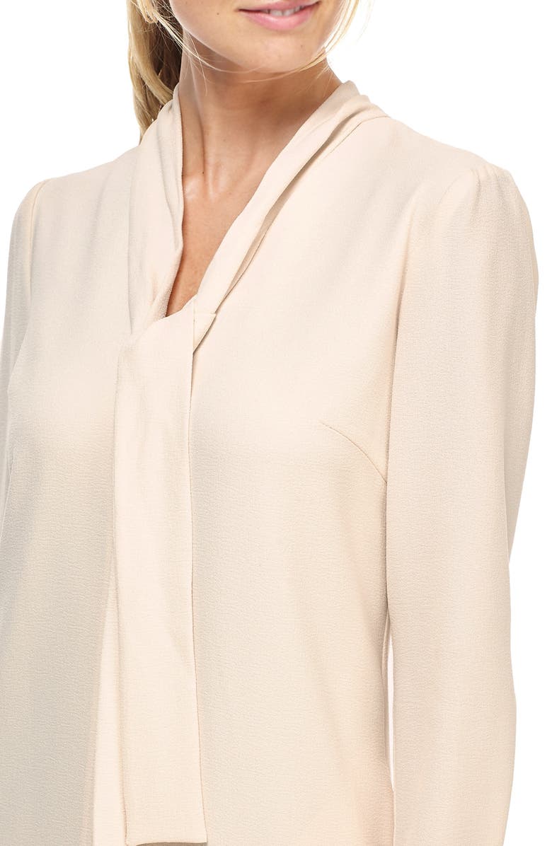 Gal Meets Glam Collection Ines Tie Neck Long Sleeve Shift Dress, Alternate, color, 