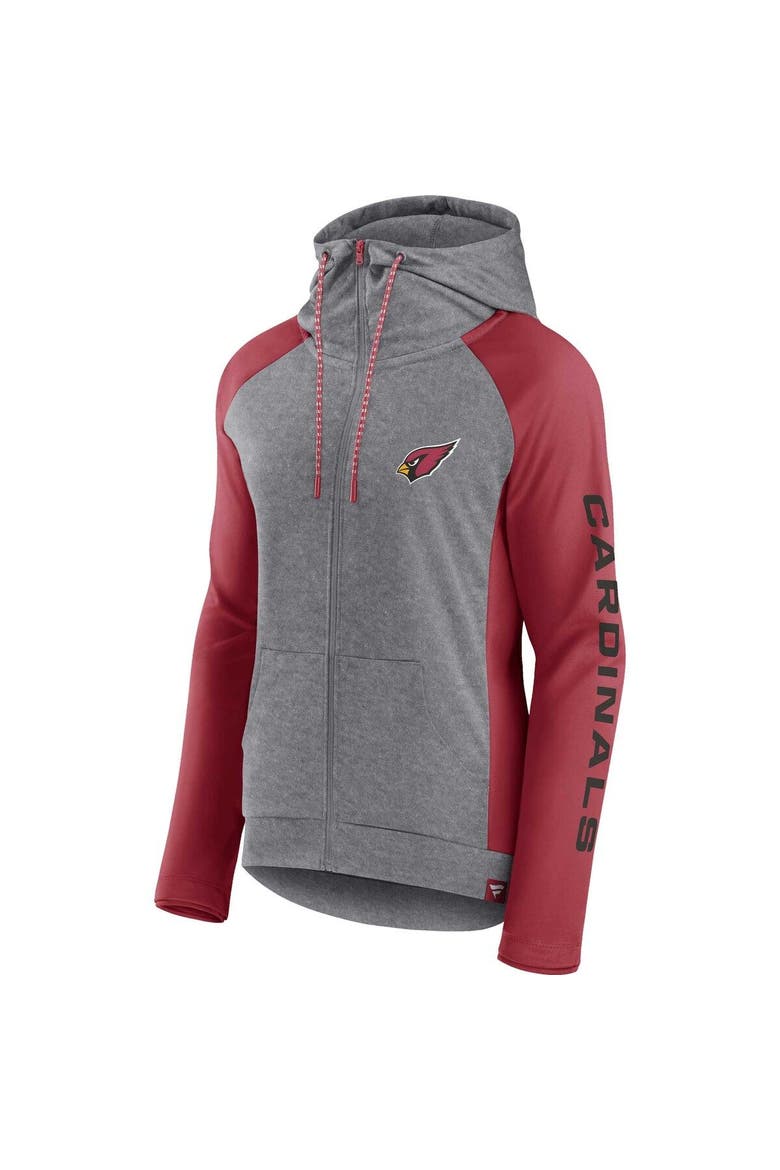 Women's Fanatics Branded  Heather Gray/College Cardinal Arizona Cardinals Blind Side Lightweight Full-Zip Hoodie, Alternate, color, Heather Gray