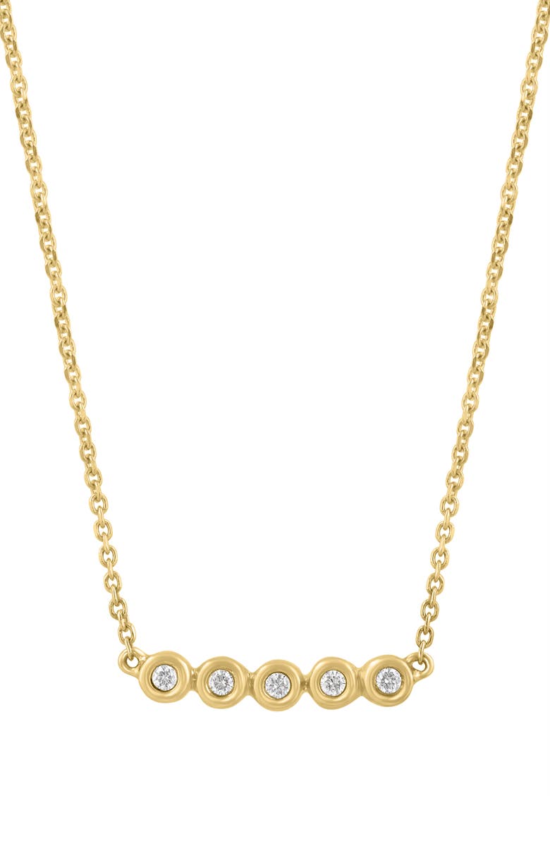 EFFY 14K Gold Plated Sterling Silver Diamond Bar Pendant Necklace, Alternate, color, Gold