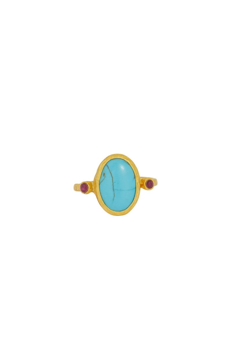 Lucia Turquoise Cocktail Ring, Alternate, color, Gold