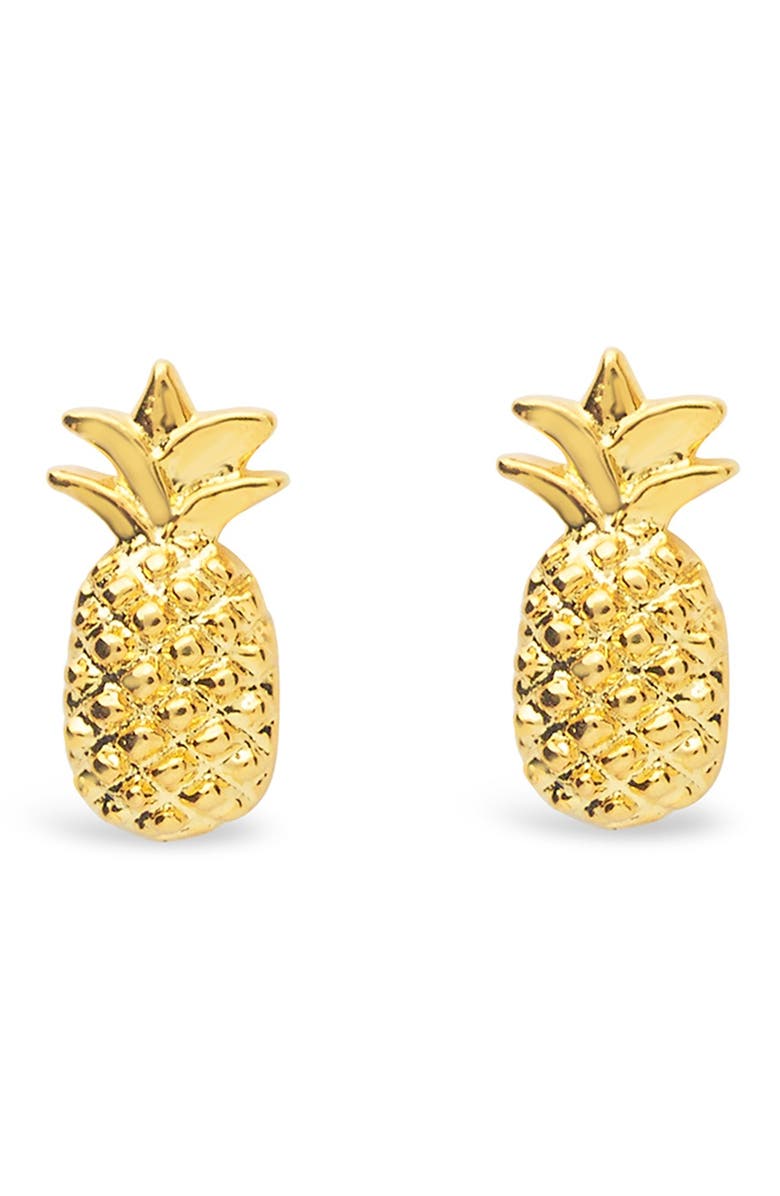 Sterling Forever 14K Yellow Gold Vermeil Pineapple Stud Earrings, Main, color, Gold