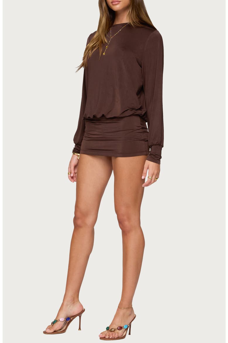Guilia Cutout Back Long Sleeve Minidress, Alternate, color, DARK-BROWN