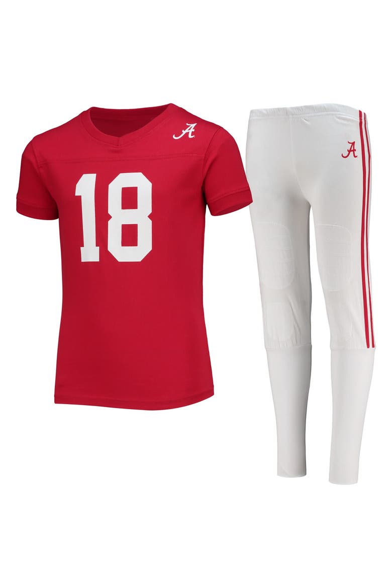 Youth Wes & Willy Crimson Alabama Crimson Tide Football T-Shirt & Pants Sleep Set, Main, color, Crimson