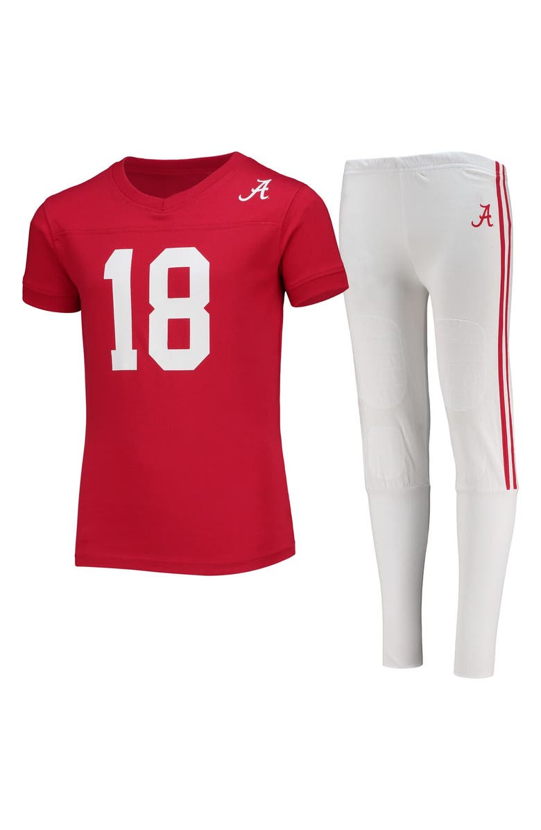Wes & Willy Youth Wes & Willy Crimson Alabama Crimson Tide Football T-Shirt & Pants Sleep Set, Main, color, Crimson