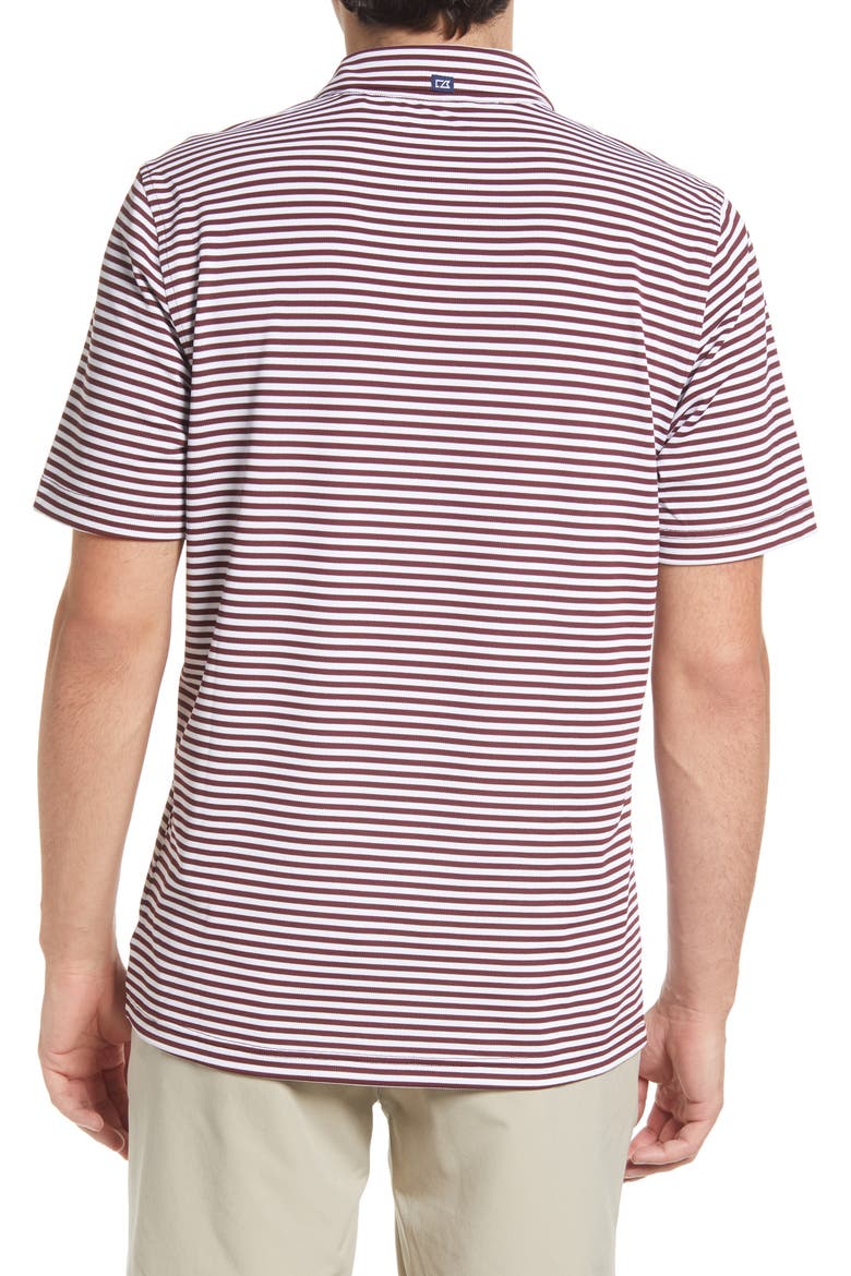 Virtue Piqué Stripe Recycled Blend Polo, Alternate, color, BORDEAUX