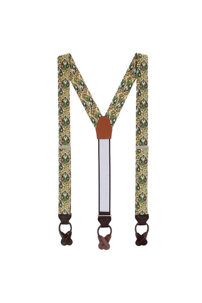 Shall We Dance Silk Novelty Button End Suspenders, Alternate, color, Green