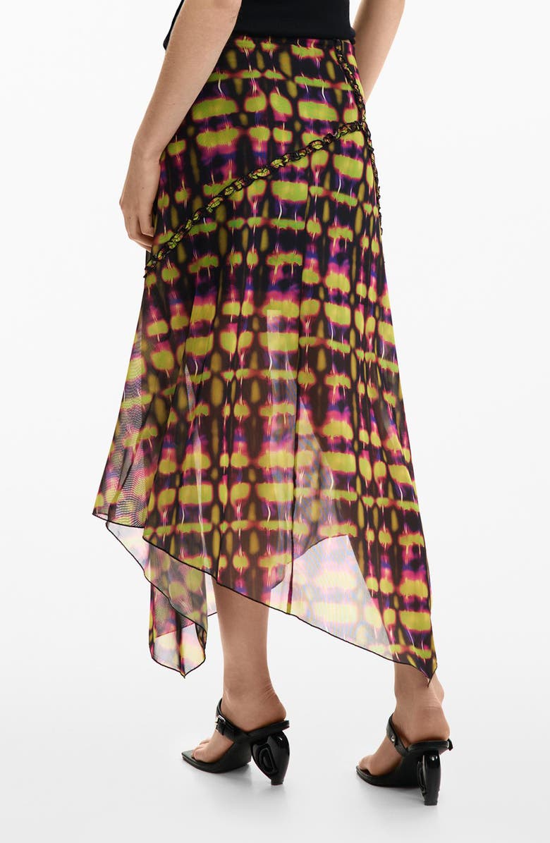 Desigual Geo Print Handkerchief Hem Skirt, Alternate, color, Green