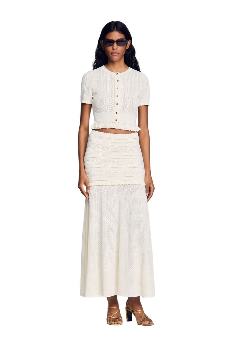 Pointelle knit maxi skirt, Alternate, color, Ecru