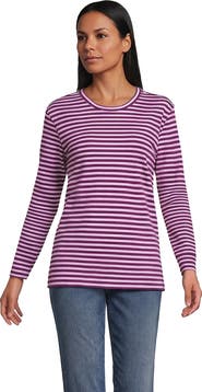 Lands' End Cotton Relaxed Long Sleeve Crew Neck