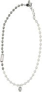 McQueen Men's Skull & Faux Pearl Pendant Necklace