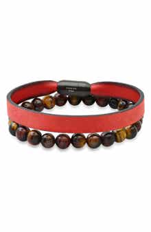 Men's 2-Piece Genuine Tiger's Eye Bracelet Set