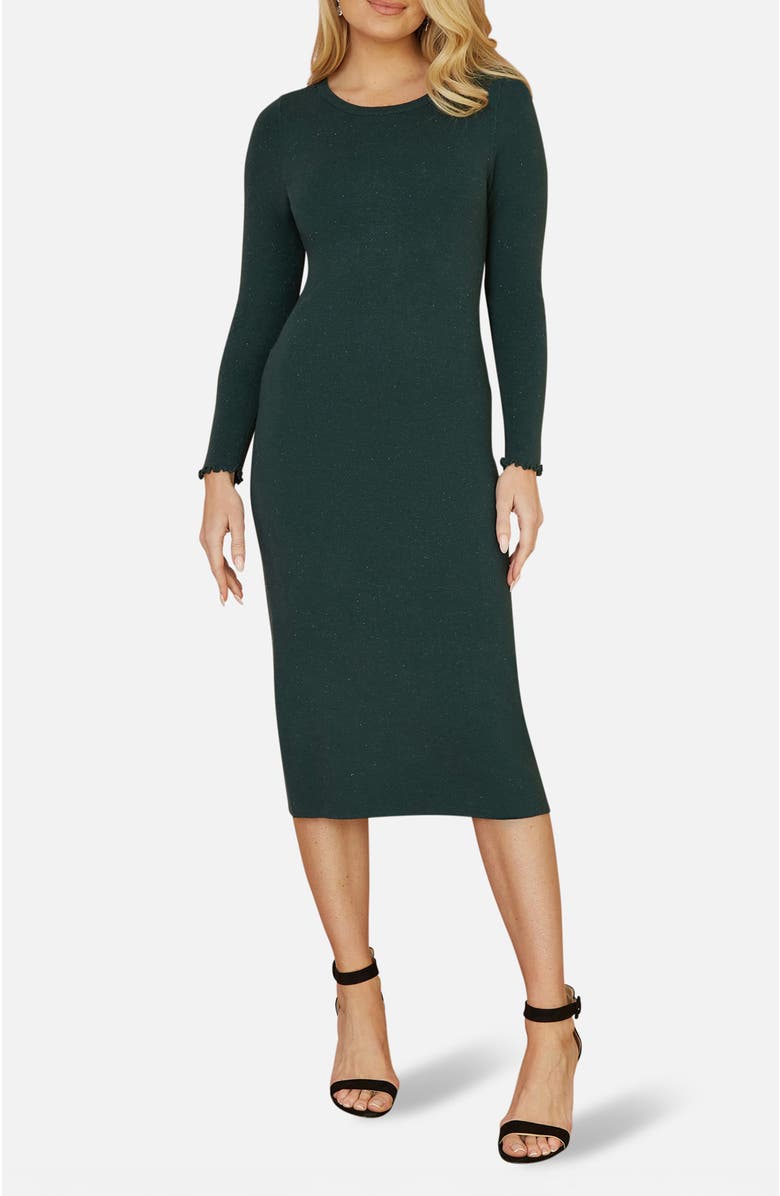 Yumi Luminous Sparkle Knit Midi Sweater Dress, Alternate, color, Green