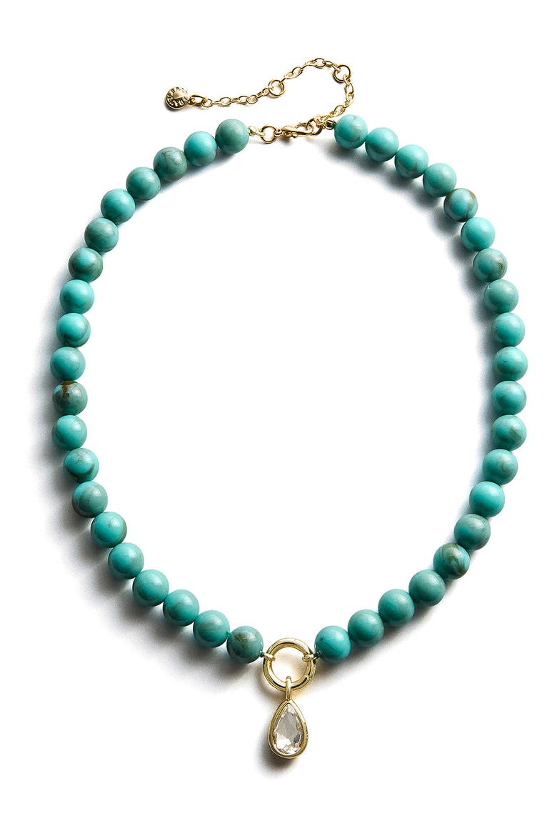 Janette Beaded Pendant Necklace, Main, color, BLUE