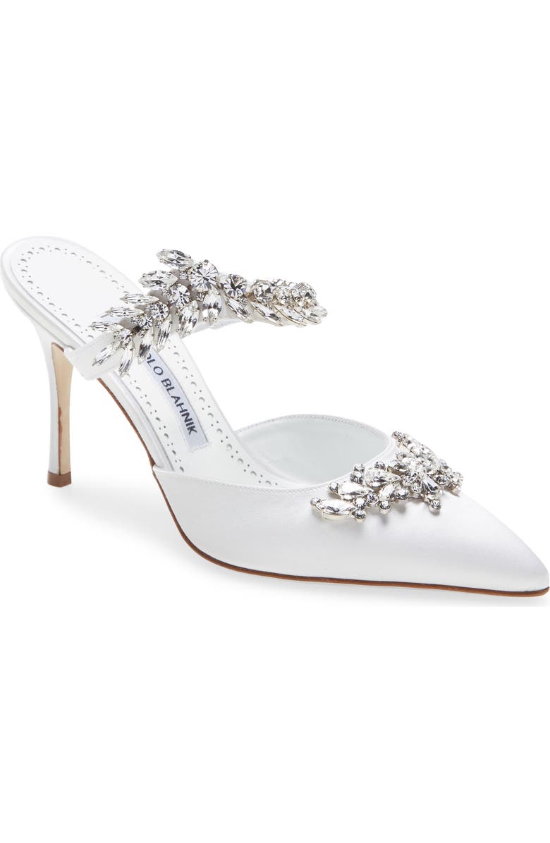 Manolo Blahnik Lurum Crystal Leaf Mule, Main, color,