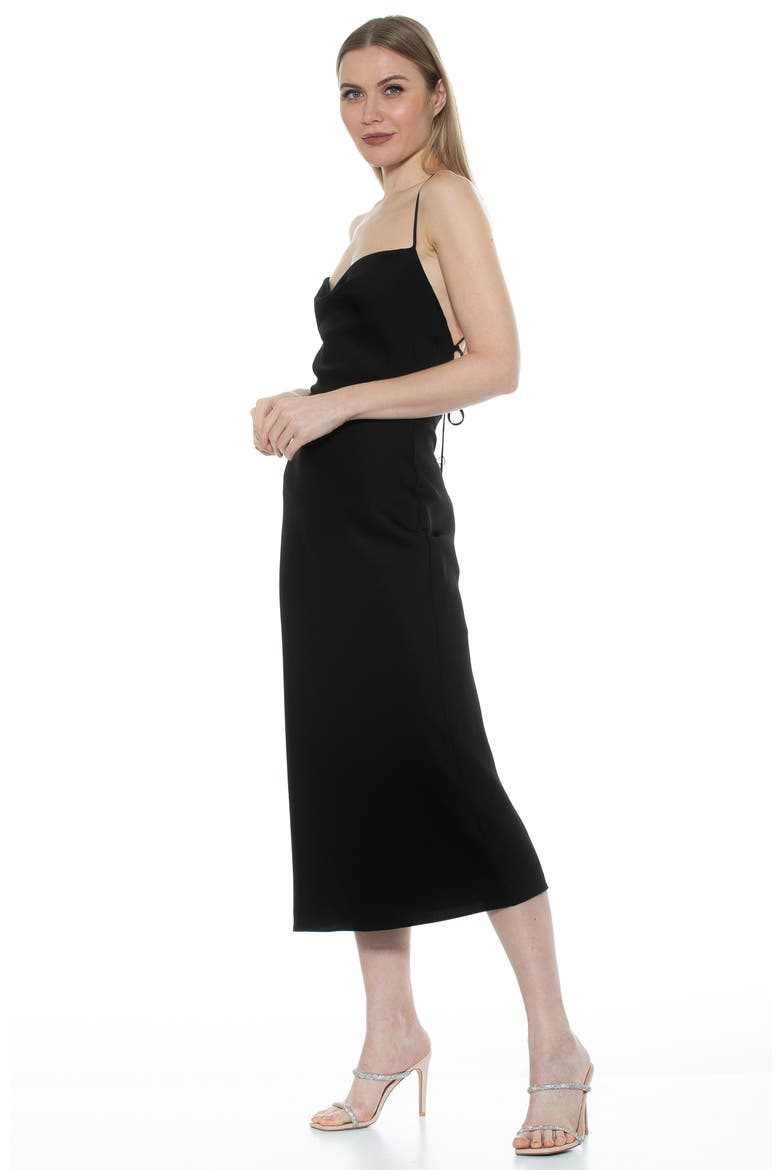 Dionee Draped Cowl Neck Midi Dress, Alternate, color, BLACK