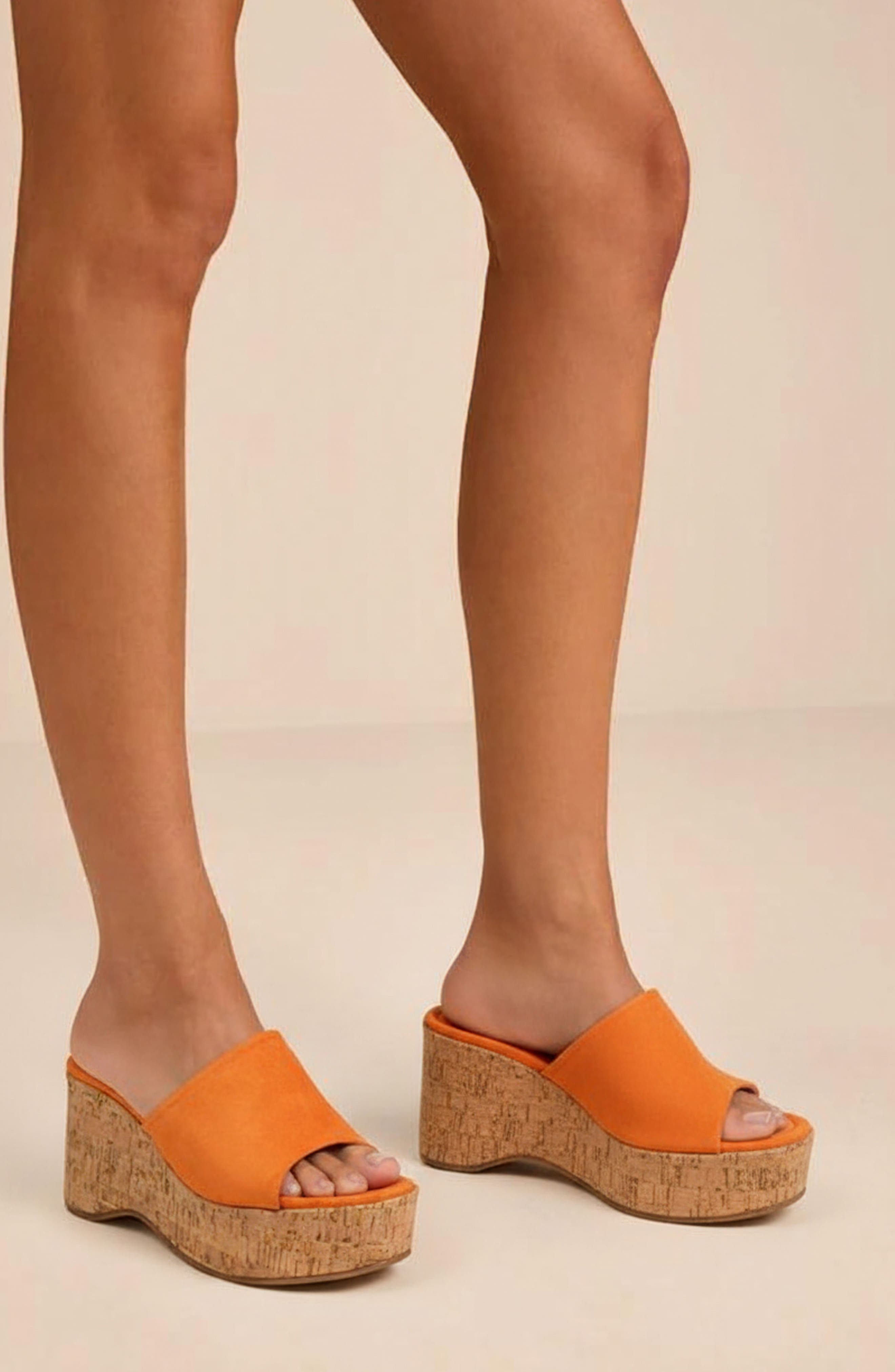 Rita Open Toe Cork Platform Wedge Sandal, Alternate, color, ORANGE SUEDE