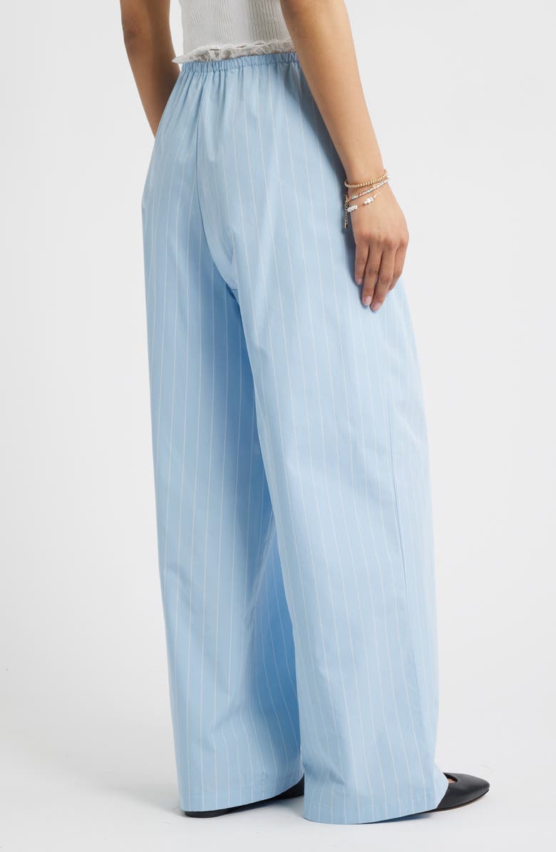 BP. Lace Waist Pinstripe Cotton Boxer Pants, Alternate, color, Blue White Pinstripe