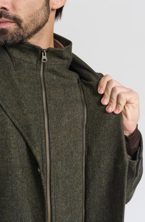 Shop Flynt Olive Herringbone Wool & Cashmere Hybrid Sport Coat With Removable Bib