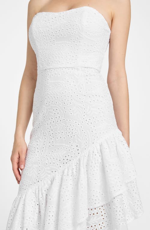 Guess Joyce Embroidered Eyelet Cotton High-low Dress In White