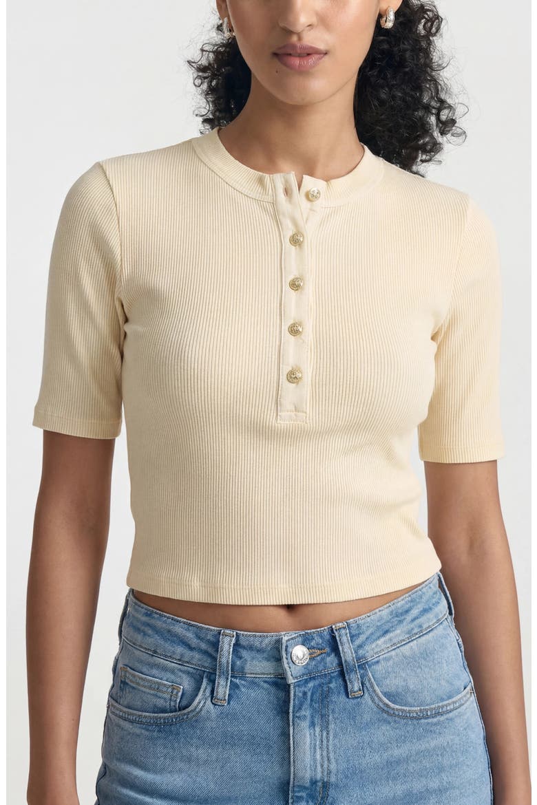 Crop Henley Top, Main, color, TRANSPARENT YELLOW